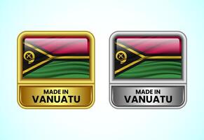 Made in Vanuatu label icon in gold and silver color. Flag icon set for business vector