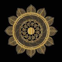 Circular pattern in form of decorative mandala on black background vector