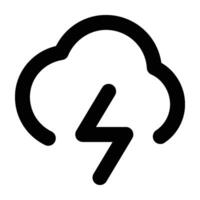 Thunder storm icon with cloud, lightning and rain. Simple weather logo of thunderstorm with thonderbolt. Flat illustration isolated on background vector