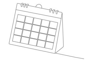 Table calendar continuous one line drawing and new years outline design vector