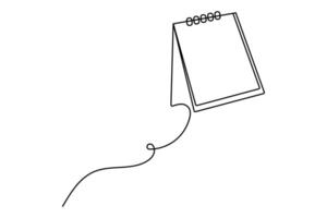 Table calendar continuous one line drawing and happy new years outline simple icon vector