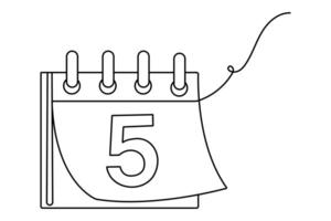 Table calendar continuous single line drawing and new years design vector
