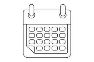 Table calendar simple one line drawing of new years isolated outline illustration vector