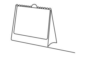 Table calendar continuous one line drawing and happy new years simple icon vector