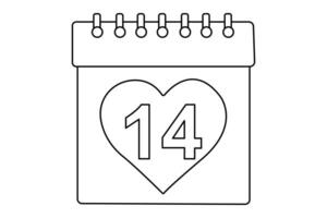 Table calendar continuous of line art and happy new years outline icon vector