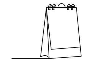Table calendar simple one line drawing of new years outline illustration vector