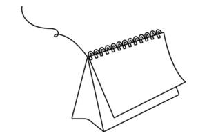 Table calendar simple single line drawing of new years outline illustration vector