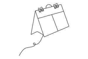 Table calendar simple one line drawing of new years outline simple icon vector