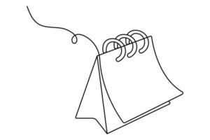 Table calendar continuous one line drawing of happy new years simple icon vector