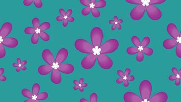 purple flower on green seamless pattern background vector