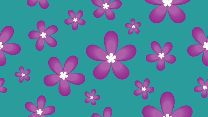 purple flower on green seamless pattern background