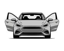 A car with open doors on a white background vector