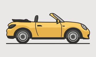 A yellow convertible car on a white background vector