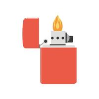 A red lighter with a flame inside it vector