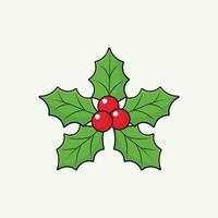 Festive Holly with Green Leaves and Red Berries vector