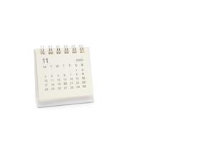 Simple desk calendar for NOVEMBER 2025 isolated on white background. Calendar concept with copy space. 2025 NOV calendar. photo