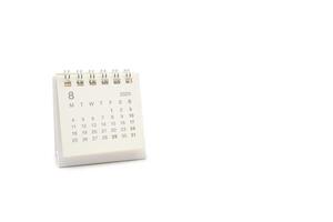 Simple desk calendar for AUGUST 2025 isolated on white background. Calendar concept with copy space. 2025 AUG calendar. photo