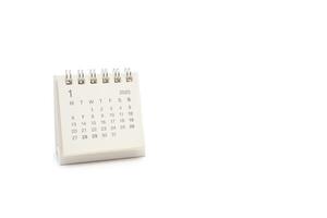 Simple desk calendar for JANUARY 2025 isolated on white background. Calendar concept with copy space. 2025 JAN calendar. photo