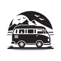 Silhouette Camper Van Vectors Art for Themed Design Projects