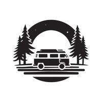 Minimalist Camper Van Silhouette Vectors for Web Design