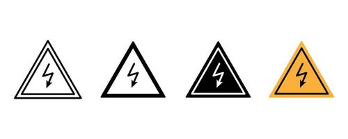 High voltage icon in solid and outline style, High voltage sign with lightning and High voltage icon. Alert, hazard and danger, caution electrical icon, vector