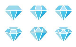 diamonds icon set. Gemstone blue color diamond collection. precious crystal stones. Diamond icons flat styles editable stock for mobile and web designs. Rich symbols collection on white background. vector