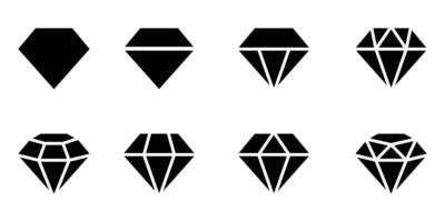 diamonds icon set. Gemstone diamond collection. precious crystal stones. Diamond icons flat styles editable stock for mobile and web designs. Rich symbols collection isolated on white background. vector