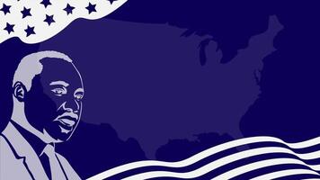 Martin Luther King Jr. Day Celebration Graphic Illustration Background, with Blue Color and American Flag Silhouette, Copy Space Area. Suitable to be placed on content with that theme. vector