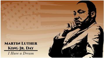 Graphic Illustration Background of Martin Luther King Jr. Day celebration, with brown vintage theme and Martin Luther silhouette, Copy Space Area. Suitable to be placed on content with that theme. vector