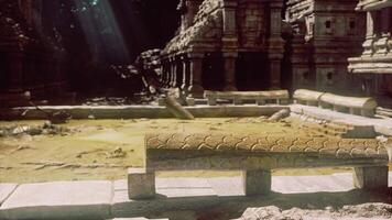 Ancient Cambodian temple ruins with intricate stonework and serenity video
