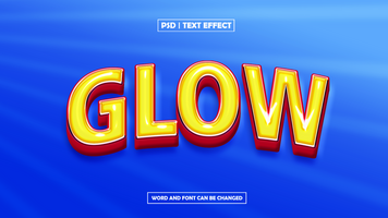 Glow Text Effect, Editable 3D Text psd