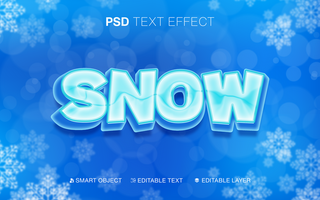 3D Editable Snow Text Effect for Christmas psd