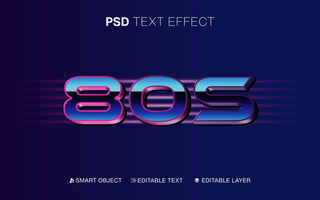 3D Editable 80s Text Effect psd