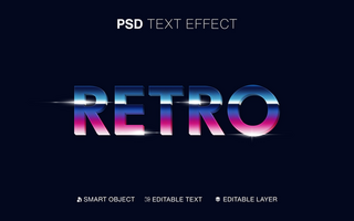 3D Editable Retro Text Effect psd