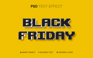 3D Editable 8bit Black Friday Text Effect psd