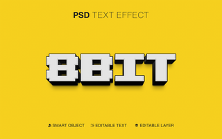 3d Editable 8Bit Text Effect psd