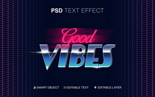 Retro Good Vibes Text Effect psd