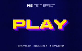 3D Play Text Effect For Game psd