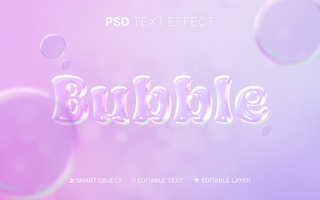 Realistic bubble text effect psd