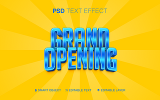 3D Editable Grand Opening Text Effect For Bussines psd
