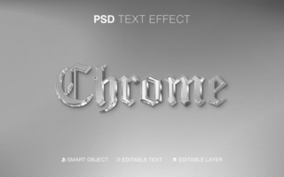 3D Editable Chrome Text Effect psd