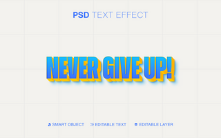3D Editable Never Give Up Text Effect psd
