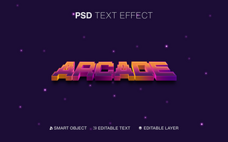 3D Editable Arcade TExt Effect psd
