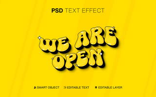 3D We Are Open Text Effect For Business psd