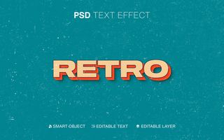 3D Editable Retro Text Effect psd