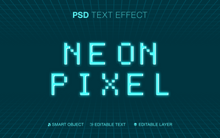 Editable Neon Pixel Text Effect psd