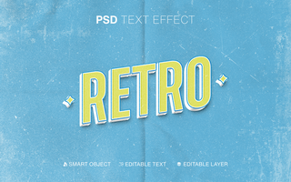 3D Retro Style Text Effect With Texture psd