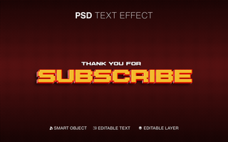 Editable 8 Bit Subscribe Text Effect With Yellow And Red Color psd