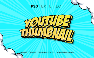 3D Editable Youtube Thumbnail Text Effect in Comic Style psd