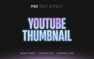 Editable Youtube Thumbnail Text Effect Holographic Color psd